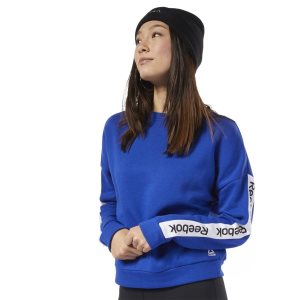 Reebok Training Essentials Logo Crew Sweatshirt Damen - Blau - DE 786-LZE